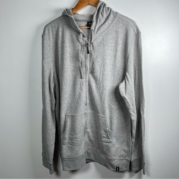 PrAna Men’s Cardiff Fleece Full Zip Heather Grey Size XL Hooded Sweatshirt NWT - Picture 3 of 11